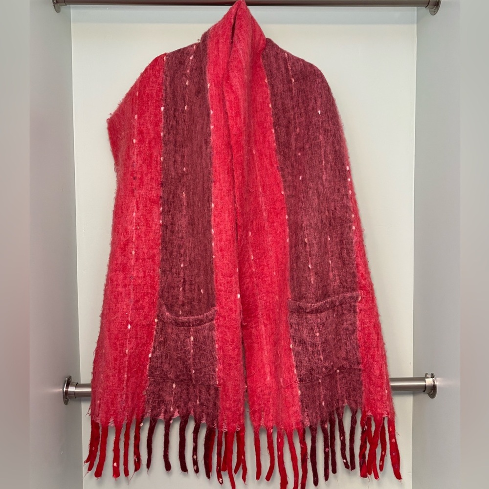 Red Fringe Scarf Shawl